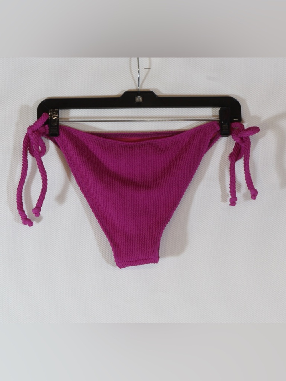 Lulu's Sea You Later Magenta Crinkle Side-Tie Bikini Bottoms - Picture 3 of 4